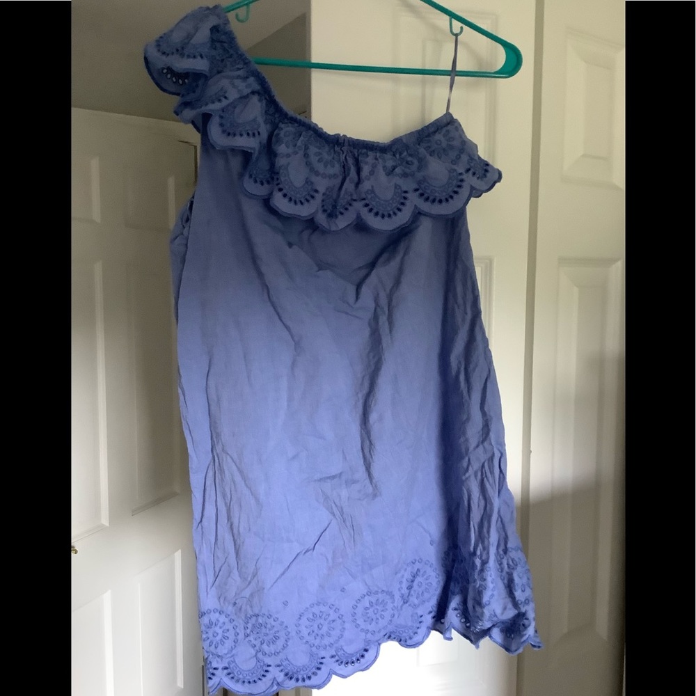 Vineyard Vines One-Shoulder Eyelet Dress in Periwinkle Blue
